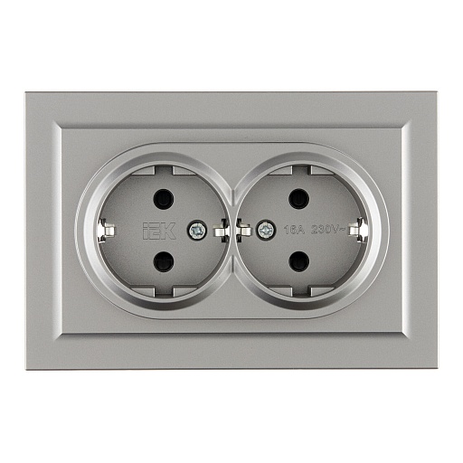 Розетка IEK Brite РСш12-3-БрС встраиваемая сталь со шторками (BR-R24-16-K46-F) Розетка IEK Brite РСш12-3-БрС встраиваемая сталь со шторками (BR-R24-16-K46-F)