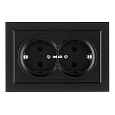 Розетка IEK Brite РСш12-3-БрЧ встраиваемая черная со шторками (BR-R24-16-K02-F)