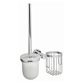 Ершик для унитаза WasserKraft Donau подвесной с корзиной для освежителя металл хром (K-9435)