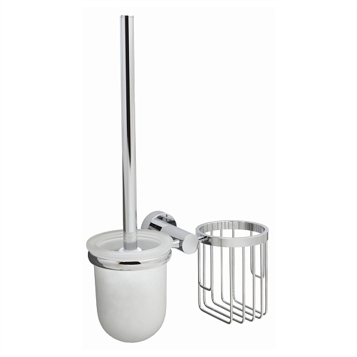 Ершик для унитаза WasserKraft Donau подвесной с корзиной для освежителя металл хром (K-9435)