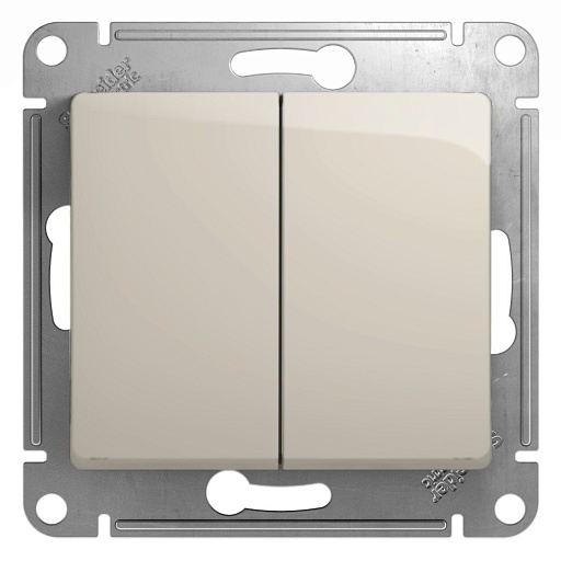 Переключатель Systeme Electric Glossa двухклавишный встраиваемый молочный (GSL000965)