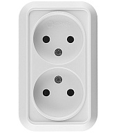 Розетка Makel Siva Ustu 45117 двойная открытая установка белая без заземления Розетка Makel Siva Ustu 45117 двойная открытая установка белая без заземления