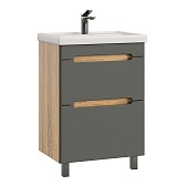 Комплект тумба с раковиной Sanstar Diva 60 см напольная дуб вотан/графит софт (458.1-1.4.1.КФОС) Комплект тумба с раковиной Sanstar Diva 60 см напольная дуб вотан/графит софт (458.1-1.4.1.КФОС)