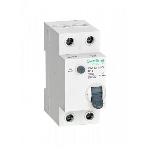 Автомат дифференциальный Systeme Electric City9 Set 16А 1P+N тип A 10 мА 6 кА (C9D61616)
