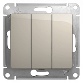 Выключатель Systeme Electric Glossa трехклавишный встраиваемый молочный (GSL000931)