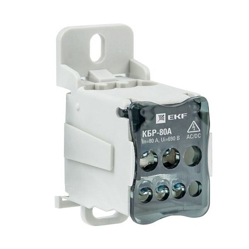 Блок распределительный EKF PROxima на DIN-рейку и монтажную панель 50х70х33 мм 690 В IP20 80 А (plc-kbr80)