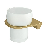 Стакан для ванной WasserKraft Aisch с держателем стекло матовый/металл золото (K-5928)