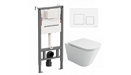 Комплект инсталляции Ceramicanova Balance с унитазом Ceramicanova Union с кнопкой белой и сиденьем дюропласт микролифт быстросъем (CN121001/CN4009T)