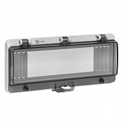 Окно герметичное EKF PROxima для электрощита 95х232х28 мм IP67 на 12 модулей пластиковое серое (ak-g-12)