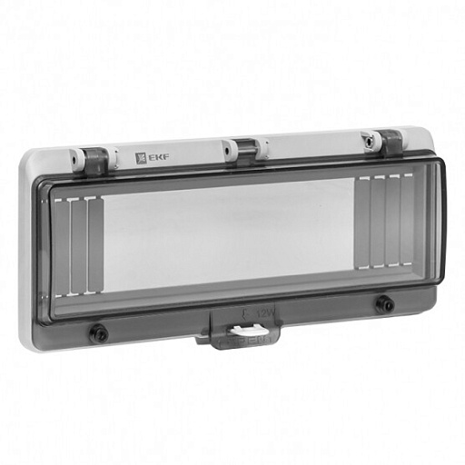 Окно герметичное EKF PROxima для электрощита 95х232х28 мм IP67 на 12 модулей пластиковое серое (ak-g-12)