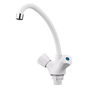 Смеситель для кухни РМС белый с высоким изливом двухвентильный (PL4-271F)