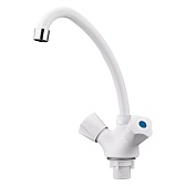 Смеситель для кухни РМС белый с высоким изливом двухвентильный (PL4-271F)