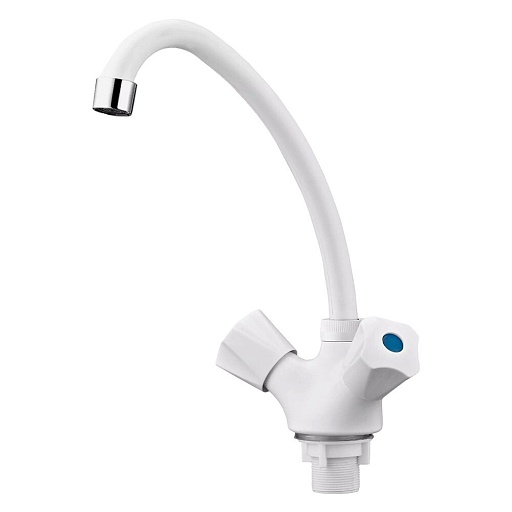 Смеситель для кухни РМС белый с высоким изливом двухвентильный (PL4-271F)