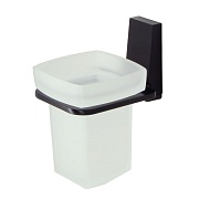 Стакан для ванной WasserKraft Abens с держателем стекло матовый/металл черный (K-3228)