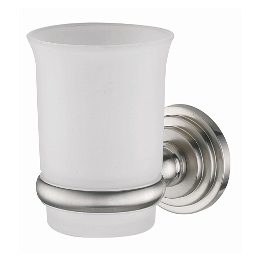 Стакан для ванной WasserKraft Ammer с держателем стекло матовый/металл никель (K-7028) Стакан для ванной WasserKraft Ammer с держателем стекло матовый/металл никель (K-7028)