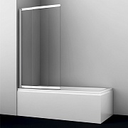Шторка для ванной стеклянная прозрачная 80х140х0,6 см раздвижная профиль серебро WasserKraft Main 41S (41S02-80)