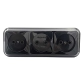 Розетка SVET тройная EV0361-8331 открытая установка черный без заземления Розетка SVET тройная EV0361-8331 открытая установка черный без заземления