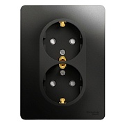 Розетка Systeme Electric Glossa встраиваемая антрацит со шторками (GSL000726)