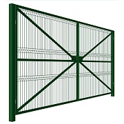 Ворота распашные с панелью 3D и столбами Оптима 4х2 м зеленые RAL 6005