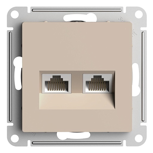 Розетка компьютерная Systeme Electric AtlasDesign встраиваемая песочная 2хRJ45 (ATN001285) Розетка компьютерная Systeme Electric AtlasDesign встраиваемая песочная 2хRJ45 (ATN001285)