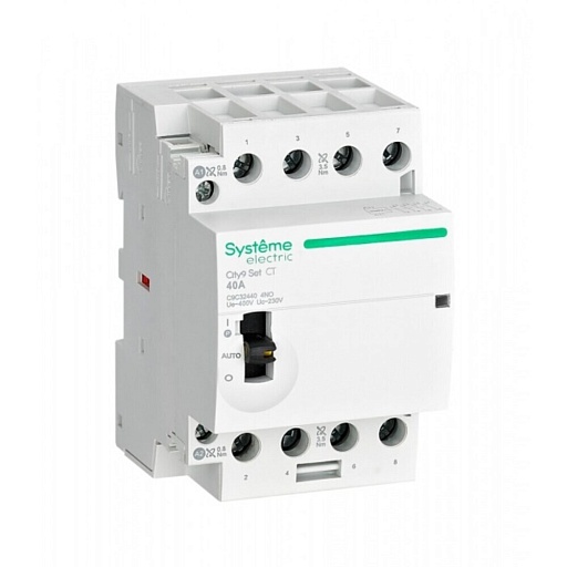 Контактор модульный Systeme Electric City9 Set 230 В 40 А тип AC 4НО с ручным управлением (SE C9C32440)