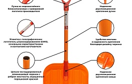 Снеговая лопата ЭТАЛОН PARKING из поликарбоната с алюминиевым черенком для уборки снега - фотография 1