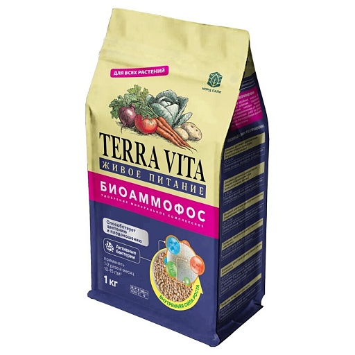 Биоудобрение сухое универсальное Биоаммофос Terra Vita 1 кг Биоудобрение сухое универсальное Биоаммофос Terra Vita 1 кг