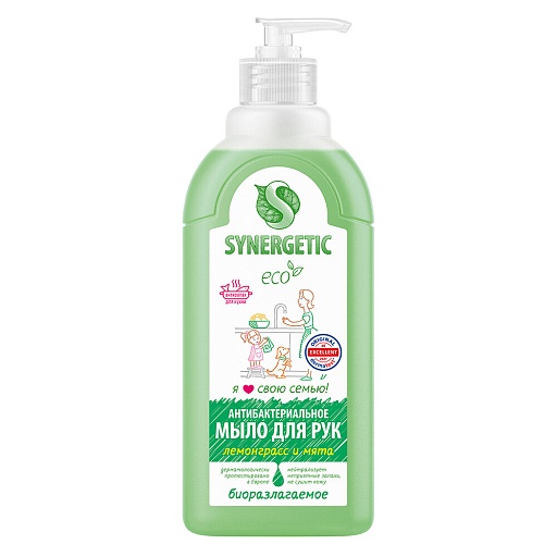 Жидкое мыло Synergetic для рук лемонграсс и мята 500 мл Жидкое мыло Synergetic для рук лемонграсс и мята 500 мл