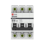 Автоматический выключатель модульный EKF Basic ВА 47-29 3P 16А тип B 4,5 кА 400 В (mcb4729-3-16-B)