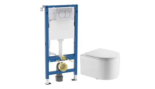 Комплект инсталляции Geberit Delta Duofix с унитазом Corsa Deco LXV с кнопкой хром и сиденьем дюропласт микролифт (458.149.21.2/WHLXV500ST)