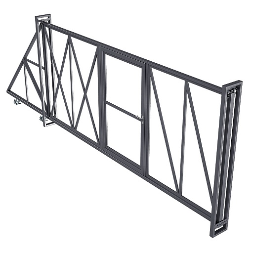 Ворота откатные каркас с комплектом под автоматику Премиум 5,5х2 м с калиткой графитовый серый RAL 7024 правые