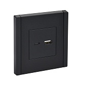 Розетка IEK Forte&Piano FP151 встраиваемая черная с USB-A/ Type-C (FP-U22-018-K02)
