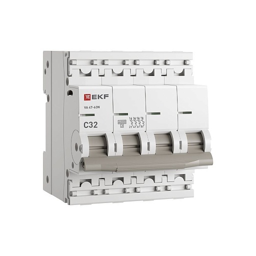 Автоматический выключатель модульный EKF PROxima ВА 47-63N 4P 32А тип C 6 кА 400 В (M636432C)