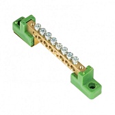 Шина нулевая на 2-х угловых изоляторах EKF PROxima 6х9 мм 8 отверстий зеленая (20 шт.) (sn0-63-08-2-pe)