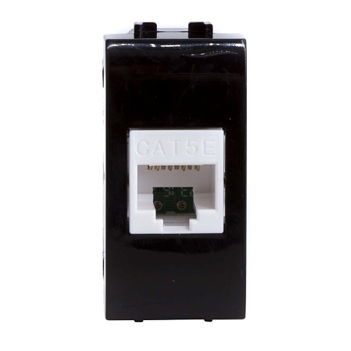 Розетка для кабель-канала компьютерная DKC Brava черная RJ45 2 модуля (77654N)