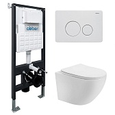 Комплект инсталляции Abber с унитазом Bequem с кнопкой белой и сиденьем микролифт (AC1100T-AC0105-AC0121MW)